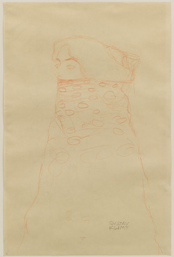 Gustav Klimt. Woman with Scarf (Dame im Dreiviertelprofil nach links, den Mund und einen Teil der Frisur durch Umhang verdeckt). c. 1910