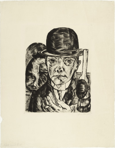Max Beckmann. Self-Portrait in Bowler Hat (Selbstbildnis mit steifem Hut). 1921, published c. 1922