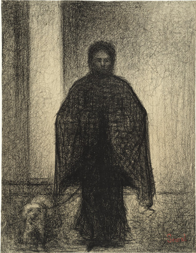 Georges-Pierre Seurat. Woman with a Dog (Femme avec chien). c. 1882–83
