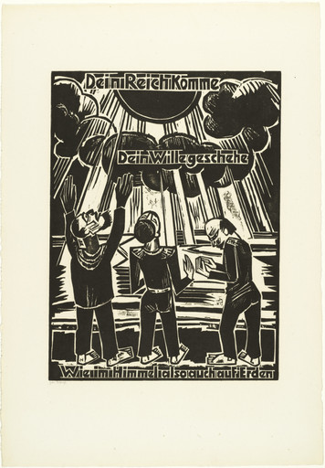Max Pechstein. Thy kingdom come / Thy will be done / on earth as it is in heaven (Dein Reich komme / Dein Wille geschehe / Wie im Himmel also auch auf Erden) from The Lord's Prayer (Das Vater Unser). 1921