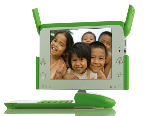 One Laptop per Child, Nicholas Negroponte, Rebecca Allen, Mary Lou Jepsen, Mark Foster, Michail Bletsas, V. Michael Bove, Yves Béhar, Bret Recor, fuseproject, Jacques Gagné, Gecko Design, Colin Bulthaup, Squid Labs, John Hutchinson, Freeplay Energy Plc., Quanta. XO Laptop from the One Laptop per Child (OLPC) project. 2005