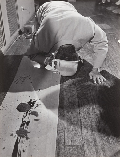 La Monte Young with Nam June Paik. La Monte Young's Composition 1960 #10 (to Bob Morris) performed by Nam June Paik during Fluxus Internationale Festspiele Neuester Musik, Städtisches Museum, Wiesbaden, September 1–23, 1962. 1962