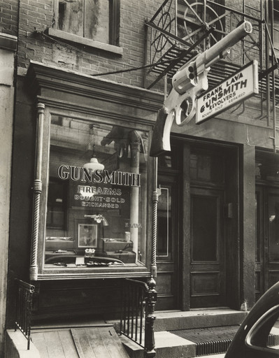 Berenice Abbott. Gunsmith, 6 Centre Market Place, Manhattan. February 4, 1937