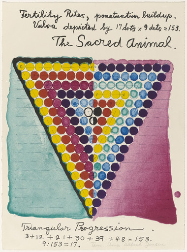 Alfred Jensen. In-text plate (folio 18) from A Pythagorean Notebook. 1965