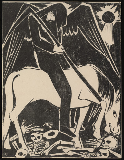 Natalia Goncharova. Kon' Bled (The Pale Horse) from Misticheskie obrazy voiny. 14 litografii (Mystical Images of War: Fourteen Lithographs). 1914