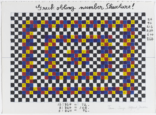 Alfred Jensen. In-text plate (folio 12) from A Pythagorean Notebook. 1965