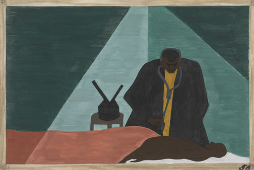 Jacob Lawrence. Among one of the last groups to leave the South was the Negro professional who was forced to follow his clientele to make a living. 1940-41