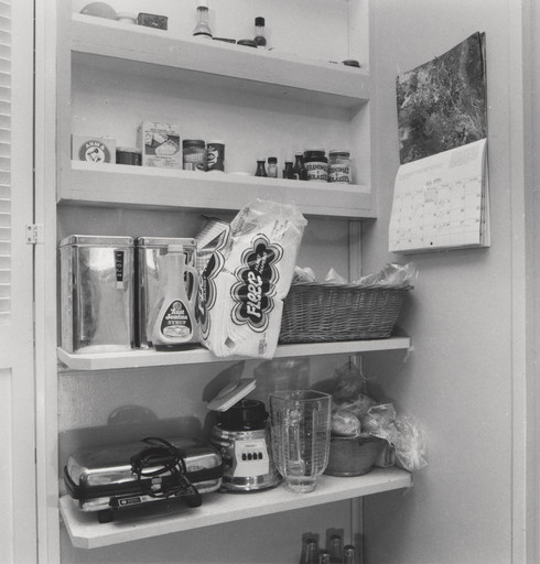 Joanne Leonard. Pantry Shelf, Ruth's Home, Pomona Road, Ann Arbor, MI. 1978