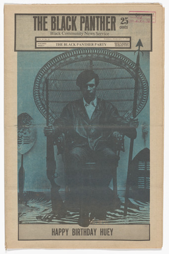 Emory Douglas. The Black Panther Newspaper, vol. 4, no.10 (Happy birthday Huey). 1970