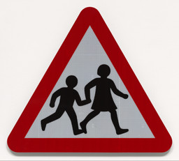 Jock Kinneir, Margaret Calvert. Children crossing sign for British roadways. Designed 1957–1967