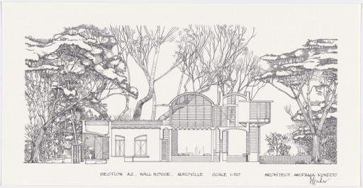 Anupama Kundoo. Wall House, Auroville, India (Section). 1997–2000