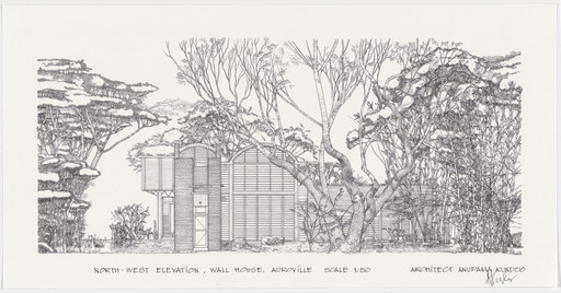 Anupama Kundoo. Wall House, Auroville, India (Section). 1997–2000