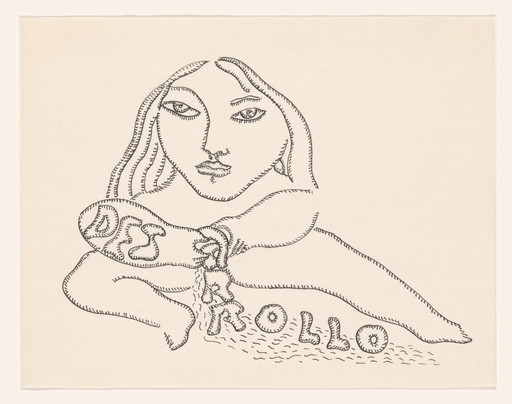 Cecilia Vicuña. Desarrollo: desatar el arroyo (To Develop Releases the Stream) from the series AMAzone Palabrarmas. 1978