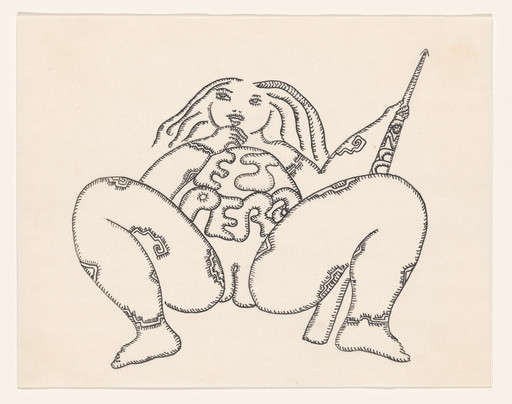Cecilia Vicuña. Esperanza: la espera se convierte en lanza (Hope: Longing Becomes the Spear) from the series AMAzone Palabrarmas. 1978