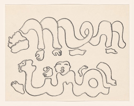 Cecilia Vicuña. Mentira: hace tira la mente (Lies Tear the Mind Apart) from the series AMAzone Palabrarmas. 1978
