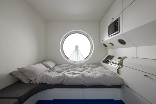 Kisho Kurokawa Architect &amp; Associates, Kisho Kurokawa, Nobuo Abe, Aiko Mogi, Koji Shimosawa, Kenjiro Ueda, Gengo Matsui. Capsule A1305 from the Nakagin Capsule Tower Building, Tokyo, Japan. 1970–1972, restored 2022–2023