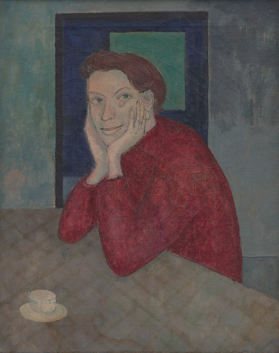 Alex Katz. Ella Marion in Red Sweater. 1946