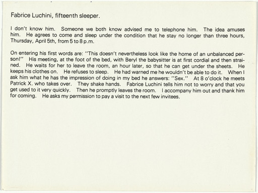 Sophie Calle. The Sleepers (Les dormeurs). 1979
