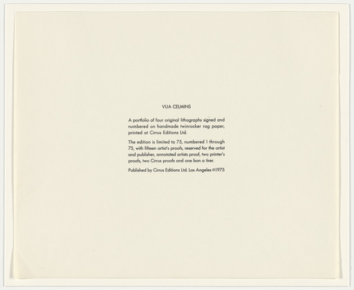 Vija Celmins. Untitled Portfolio. 1975
