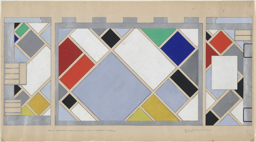 Theo van Doesburg. Preliminary color scheme for ceiling and short walls of dance hall in Café Aubette, Strasbourg, France. 1926–1928