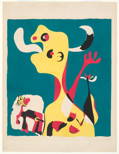 Joan Miró. Woman and Dog in Front of the Moon (Femme et chien devant la lune). 1935, published 1936