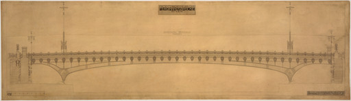 Otto Wagner. Ferdinandsbrücke Project, Vienna, Austria (Elevation, preliminary version). 1896