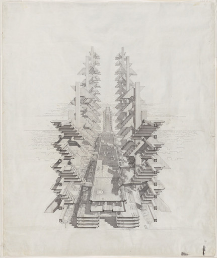 Paul Rudolph. Lower Manhattan Expressway Project, New York, New York (Perspective to the East). 1972