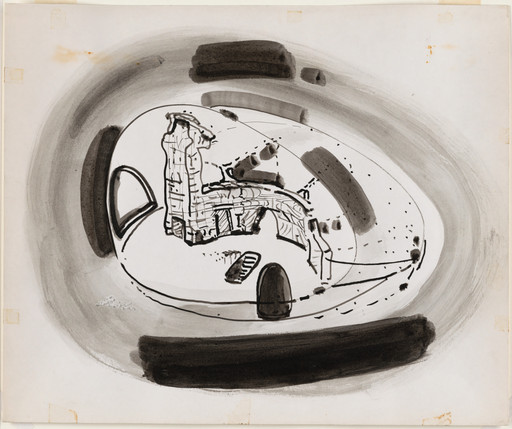 Frederick Kiesler. Endless House Project, Interior perspective. 1951