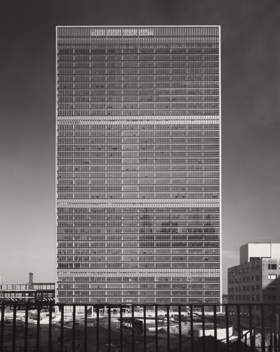 Wallace K. Harrison, Max Abramovitz, Oscar Niemeyer, Le Corbusier (Charles-Édouard Jeanneret), United Nations Headquarters Board of Design, Photograph by Ezra Stoller. United Nations Headquarters, New York, NY. 1950
