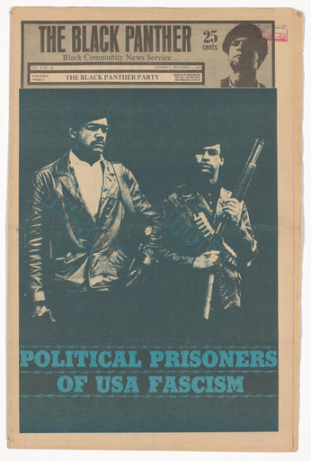Emory Douglas. The Black Panther Newspaper, vol. 3, no. 28 (Bobby & Huey: Politcal Prisoners of USA Fascism). 1969