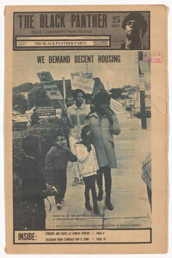Emory Douglas. The Black Panther Newspaper, vol. 4, no. 8 (We Demand Decent Housing). 1970