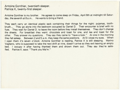 Sophie Calle. The Sleepers (Les dormeurs). 1979