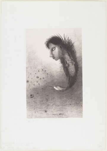 Odilon Redon. Then There Appears a Singular Being, Having the Head of a Man on a Body of a Fish (Ensuite parait un être singulier, ayant une tête d'homme sur un corps de poisson) from The Temptation of Saint Anthony (La Tentation de Saint-Antoine). 1888