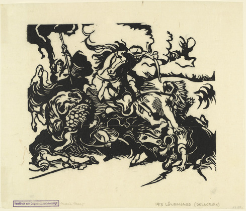 Franz Marc. Lion Hunt After Delacroix (L&ouml;wenjagd nach Delacroix). (1913)