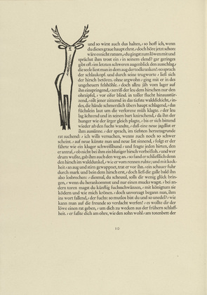 Gerhard Marcks. Stag (Hirsch) (in-text plate, page 10) from Tierfabeln des Aesop (Aesop's Fables). (1950, print executed 1949-50)