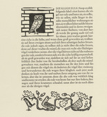 Gerhard Marcks. Owl (Eule) and Birds II (V&ouml;gel II) (headpiece and in-text plate, page 14) from Tierfabeln des Aesop (Aesop's Fables). (1950, print executed 1949-50)