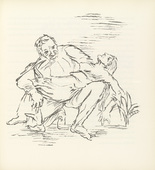 Oskar Kokoschka. Doctor Glasberg Carrying the Unconscious Ann Eliza Reed into the House (Der Arzt Glasberg tr&auml;gt die bewu&szlig;tlose Ann Eliza Reed ins Haus) (plate, folio 8) from Ann Eliza Reed. 1952