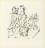 Oskar Kokoschka. Ann Eliza Talking with her Sister-in-law Gwendolin (Ann Eliza und ihre Schw&auml;gerin Gwendolin im Gespr&auml;ch) (plate, folio 9) from Ann Eliza Reed. 1952