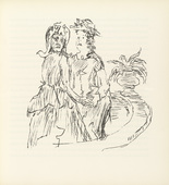 Oskar Kokoschka. Ann Eliza Talking with her Sister-in-law Gwendolin (Ann Eliza und ihre Schw&auml;gerin Gwendolin im Gespr&auml;ch) (plate, folio 9) from Ann Eliza Reed. 1952