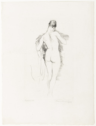 Hans Meid. Seated Female Nude from Behind (Sitzender weiblicher R&uuml;ckenakt). 1920