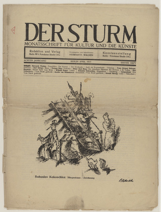 Bohuslav Kokoschka. Staircase (Stiegenhaus) (in-text plate, title page) from the periodical Der Sturm. Wochenschrift f&uuml;r Kultur und K&uuml;nste, vol. 8, no. 1 (April 1917). 1917