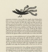 Gerhard Marcks. Crow with Peacock Feathers (Kr&auml;he mit Pfauenfedern) (in-text plate (page 29) from Tierfabeln des Aesop (Aesop's Fables). (1950, print executed 1949-50)