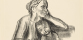 K&auml;the Kollwitz. Worker Woman with Sleeping Child (Arbeiterfrau mit schlafendem Jungen). (1927)
