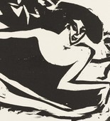 Ernst Ludwig Kirchner. Dancer with Raised Skirt (T&auml;nzerin mit gehobenem Rock) from the portfolio Br&uuml;cke 1910. (1909, published 1910)