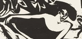 Ernst Ludwig Kirchner. Dancer with Raised Skirt (T&auml;nzerin mit gehobenem Rock) from the portfolio Br&uuml;cke 1910. (1909, published 1910)