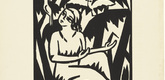 Georg Schrimpf. Untitled (Girl with Doves) [Ohne Titel (M&auml;dchen mit Tauben)] (plate, preceding p. 33) from the periodical Das Kunstblatt, vol. 1, no. 2 (Feb 1917). 1917