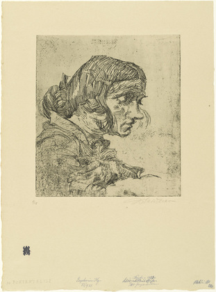 Ludwig Meidner. Portrait of Elise (Portr&auml;t Elise) from the series "Heads." 17 Etchings ("K&ouml;pfe." 17 Radierungen). (1921, published 1922)