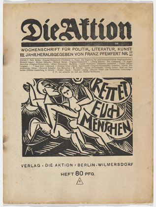 Conrad Felixm&uuml;ller, Richard Bampi, Herbert Anger, Christian Schad, Wilhelm Schuler. Die Aktion, vol. 7, no. 39/40. October 6, 1917