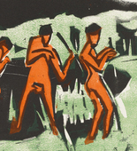 Ernst Ludwig Kirchner. Bathers Throwing Reeds (Mit Schilf werfende Badende) from the portfolio Br&uuml;cke 1910. (1909, published 1910)