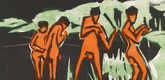 Ernst Ludwig Kirchner. Bathers Throwing Reeds (Mit Schilf werfende Badende) from the portfolio Br&uuml;cke 1910. (1909, published 1910)